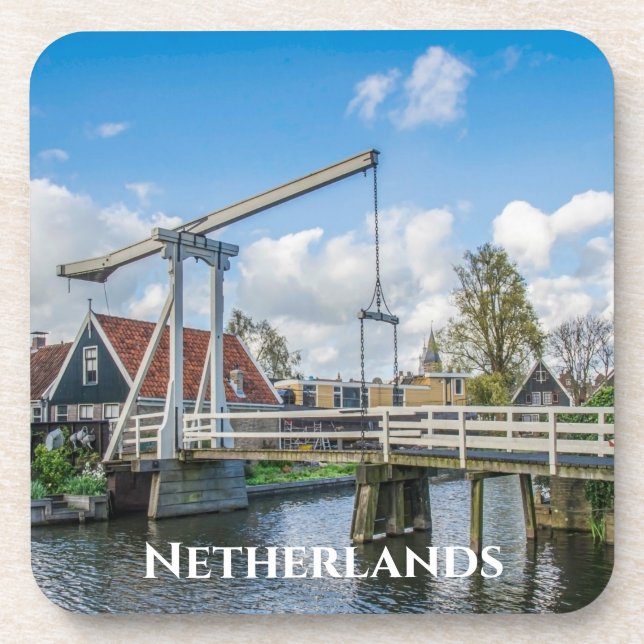Dutch lifting wooden bridge in Netherlands Coaster (Front)