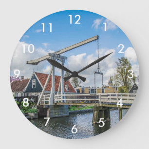 Dutch lifting wooden bridge large clock