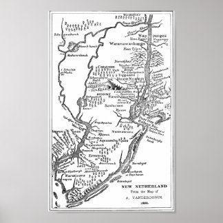 Dutch map of New York in New Netherland from 1656 Poster