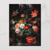 Dutch Master Oil Painting Still Life Dark Floral