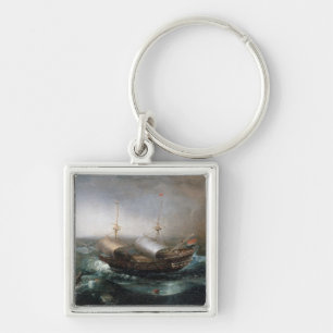 Dutch Merchant Vessels and a Smalschip Accompanied Key Ring