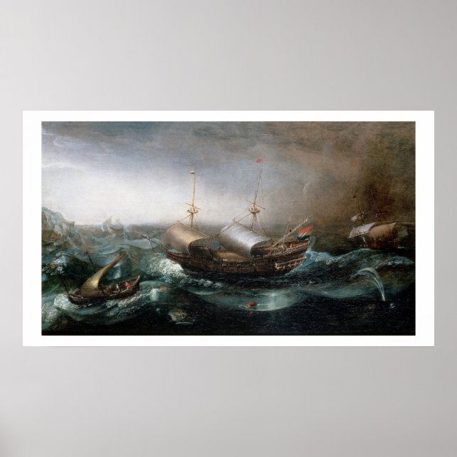 Dutch Merchant Vessels and a Smalschip Accompanied Poster (Front)
