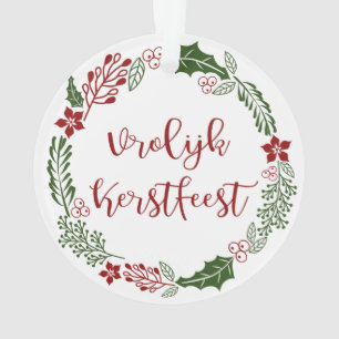 Dutch Merry Christmas Wreath, Vrolijk Kerstfeest Ornament
