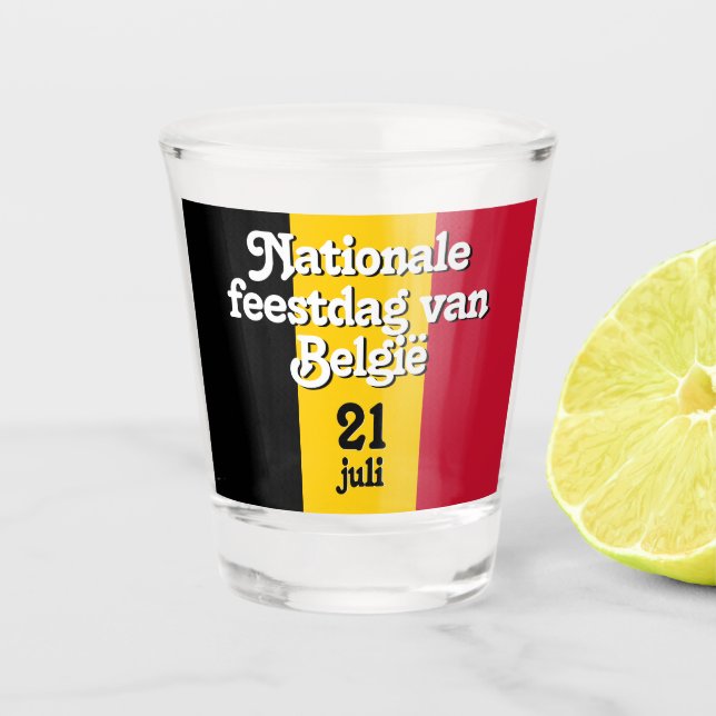 Dutch Nationale feestdag van België Belgian Flag Shot Glass (Front)