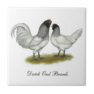 Dutch Owl Beard Chickens Ceramic Tile