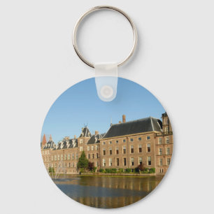 Dutch parliament buildings reflected in Hofvijver Key Ring