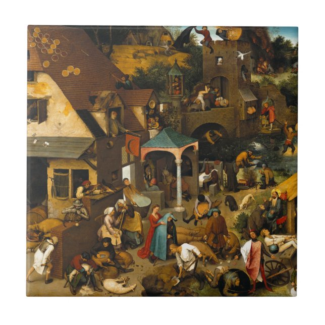 Dutch Proverbs by Pieter Bruegel the Elder Tile (Front)