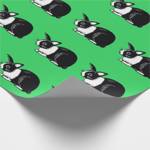 Dutch Rabbits Pattern Green Wrapping Paper