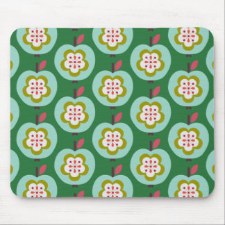Dutch Retro Apples Green Mouse Pad