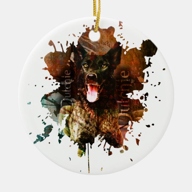 Dutch Shepherd dog - Dutchie Ceramic Tree Decoration (Front)