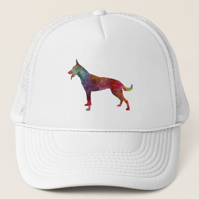 Dutch Shepherd Dog in watercolor Trucker Hat (Front)