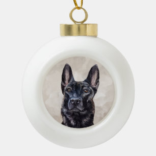 Dutch Shepherd - Dutchie Illustration Ceramic Ball Christmas Ornament