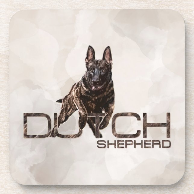 Dutch Shepherd - Dutchie Illustration Coaster (Front)