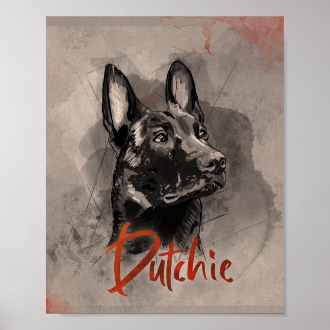  Dutch Shepherd - Dutchie Illustration Poster (Front)