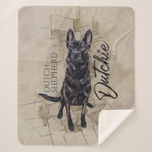 Dutch Shepherd - Dutchie Illustration Sherpa Blanket