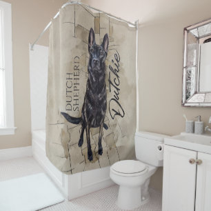 Dutch Shepherd - Dutchie Illustration Shower Curtain