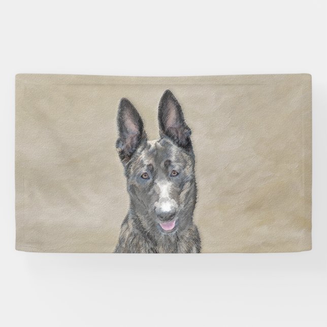 Dutch Shepherd Painting - Cute Original Dog Art Banner (Horizontal)