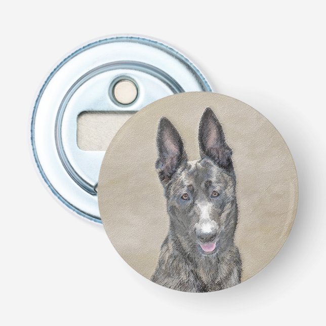 Dutch Shepherd Painting - Cute Original Dog Art Bottle Opener (Front)