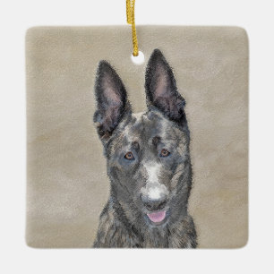 Dutch Shepherd Painting - Cute Original Dog Art Ceramic Ornament