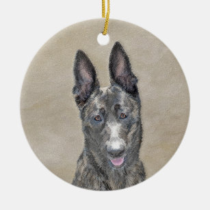 Dutch Shepherd Painting - Cute Original Dog Art Ceramic Ornament