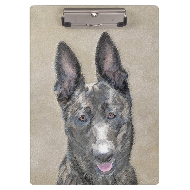 Dutch Shepherd Painting - Cute Original Dog Art Clipboard (Front)