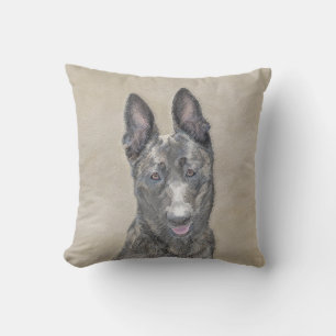 Dutch Shepherd Painting - Cute Original Dog Art Cushion