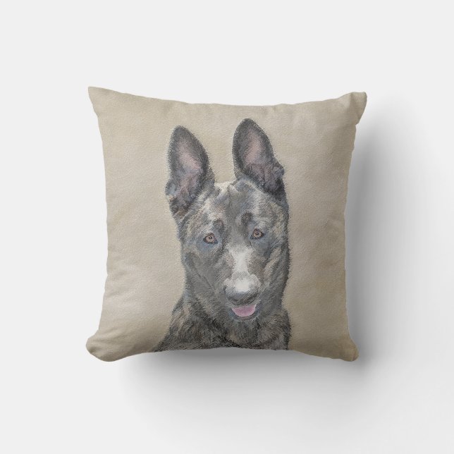 Dutch Shepherd Painting - Cute Original Dog Art Cushion (Front)