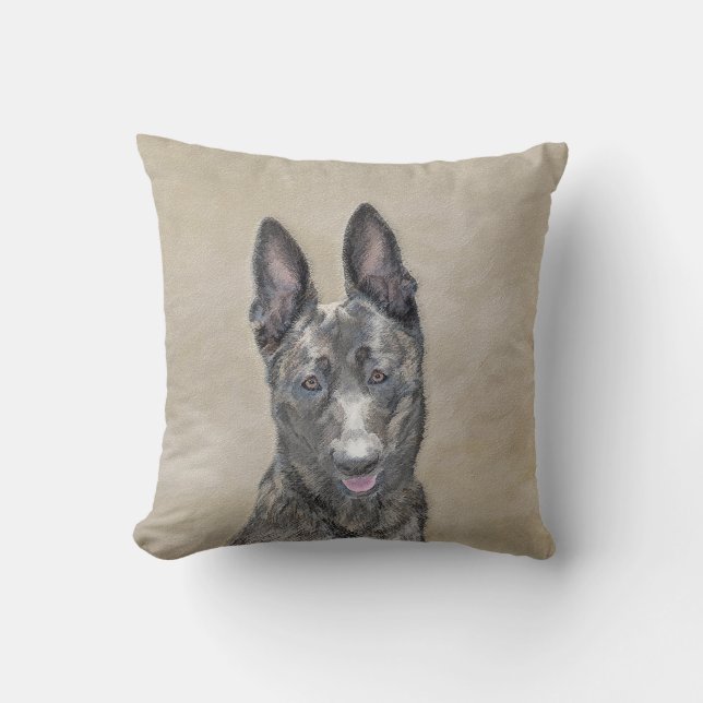 Dutch Shepherd Painting - Cute Original Dog Art Cushion (Front)