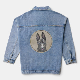 Dutch Shepherd Painting - Cute Original Dog Art Denim Jacket