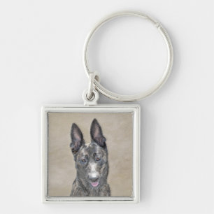 Dutch Shepherd Painting - Cute Original Dog Art Key Ring