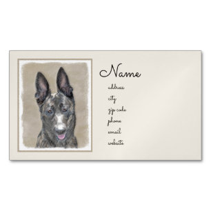 Dutch Shepherd Painting - Cute Original Dog Art Magnetic Business Card