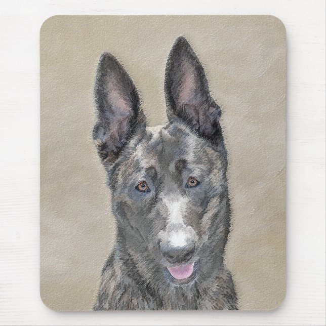 Dutch Shepherd Painting - Cute Original Dog Art Mouse Pad (Front)