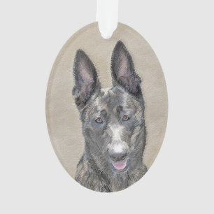 Dutch Shepherd Painting - Cute Original Dog Art Ornament