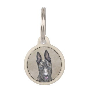 Dutch Shepherd Painting - Cute Original Dog Art Pet Tag