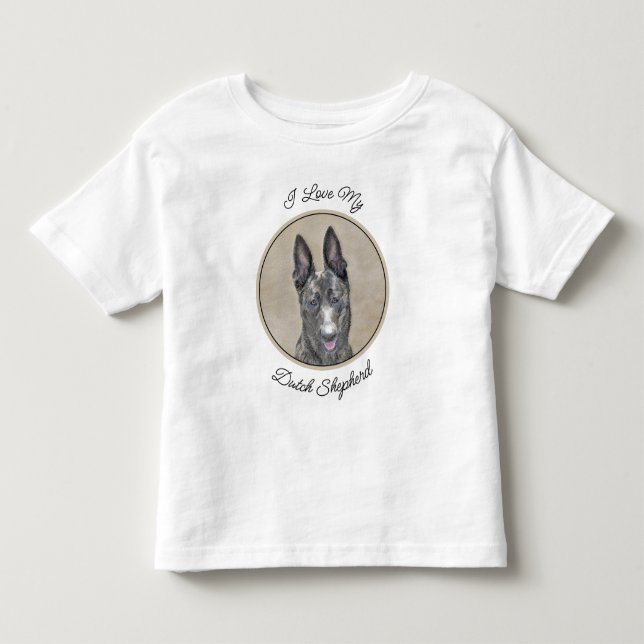 Dutch Shepherd Painting - Cute Original Dog Art Toddler T-Shirt (Front)