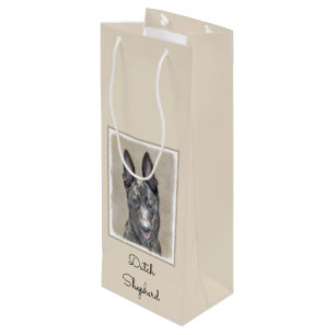 Dutch Shepherd Painting - Cute Original Dog Art Wine Gift Bag