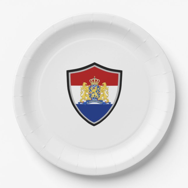 Dutch shield flag-coat arms paper plate (Front)