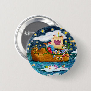 DUTCH SHOE SANTA SHIP, ICEBERGS, WHALE, TEDDY BEAR 6 CM ROUND BADGE