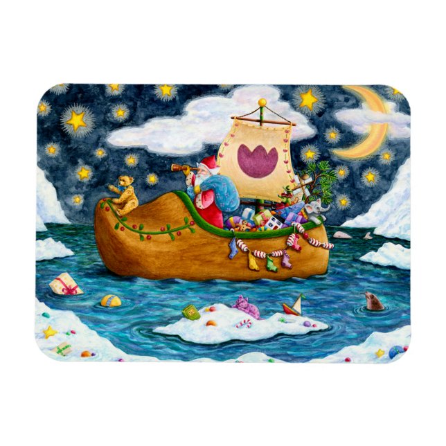 DUTCH SHOE SANTA SHIP, ICEBERGS, WHALE, TEDDY BEAR MAGNET (Horizontal)