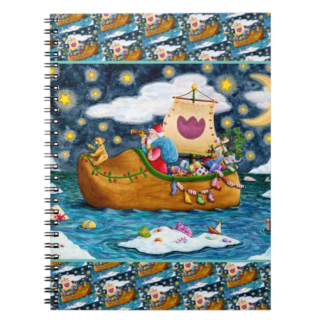 DUTCH SHOE SANTA SHIP, ICEBERGS, WHALE, TEDDY BEAR NOTEBOOK (Front)