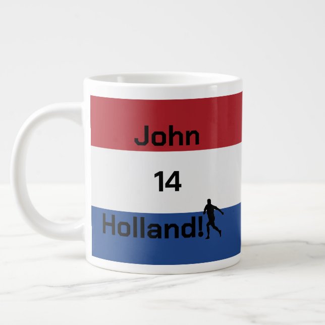 Dutch Soccer, customisable     Large Coffee Mug (Left)