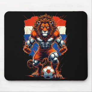 Dutch Soccer Football Fan Vintage Lion Animal Art Mouse Pad