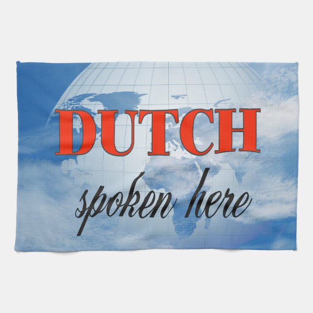 Dutch spoken here cloudy earth tea towel (Horizontal)