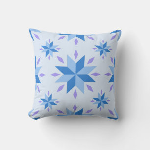 Dutch Star Snowflake Blue Geometric pattern Cushion