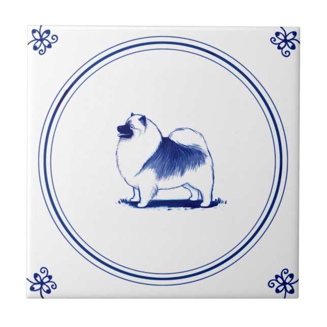 Dutch Style Keeshond Tile (Front)