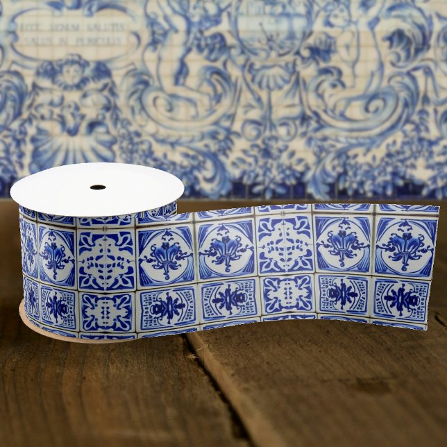Dutch Tiles - Blue & White Antique Look Kitchen Satin Ribbon (Creator Uploaded)