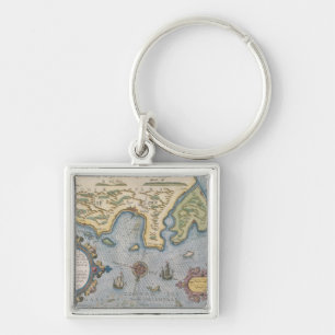 Dutch Trade map of the Baltic Sea Key Ring