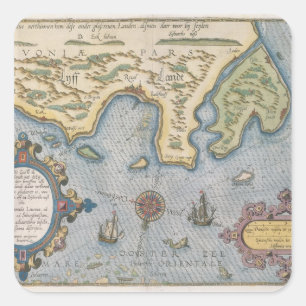 Dutch Trade map of the Baltic Sea Square Sticker