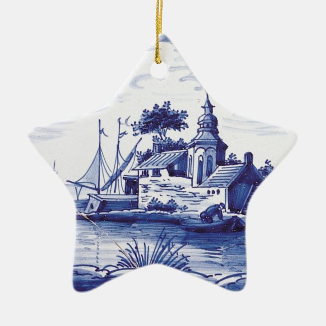 Dutch traditional blue tile ceramic ornament (Front)