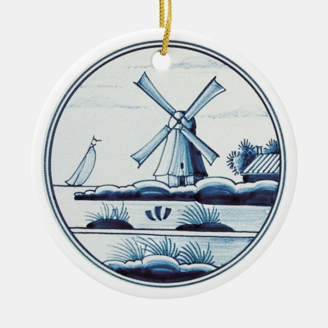 Dutch traditional blue tile ceramic ornament (Front)